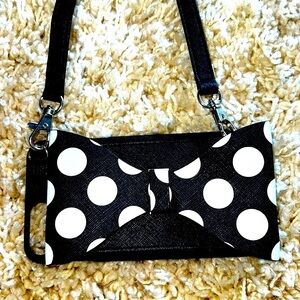 IPHONE 8 plus crossbody case- NEW- black polkadot, Embossed Crossbody Disney